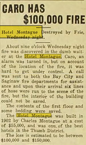 Hotel Montague - Nov 23 1923 Article